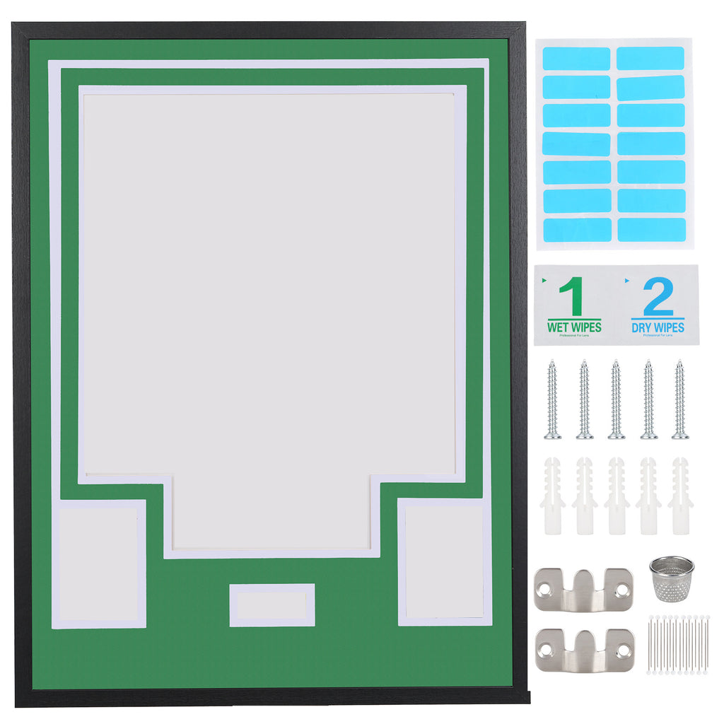 Nice C DIY Jersey Frame Display Case with Custom Color Mat, Wall Mount Custom Jersey Frame with Photo Slots, Shirt Display Shadow Box, with Hardware Kit, Signature Display, Football Basketball Soccer