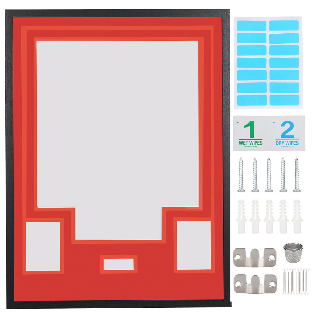 Nice C DIY Jersey Frame Display Case with Custom Color Mat, Wall Mount Custom Jersey Frame with Photo Slots, Shirt Display Shadow Box, with Hardware Kit, Signature Display, Football Basketball Soccer