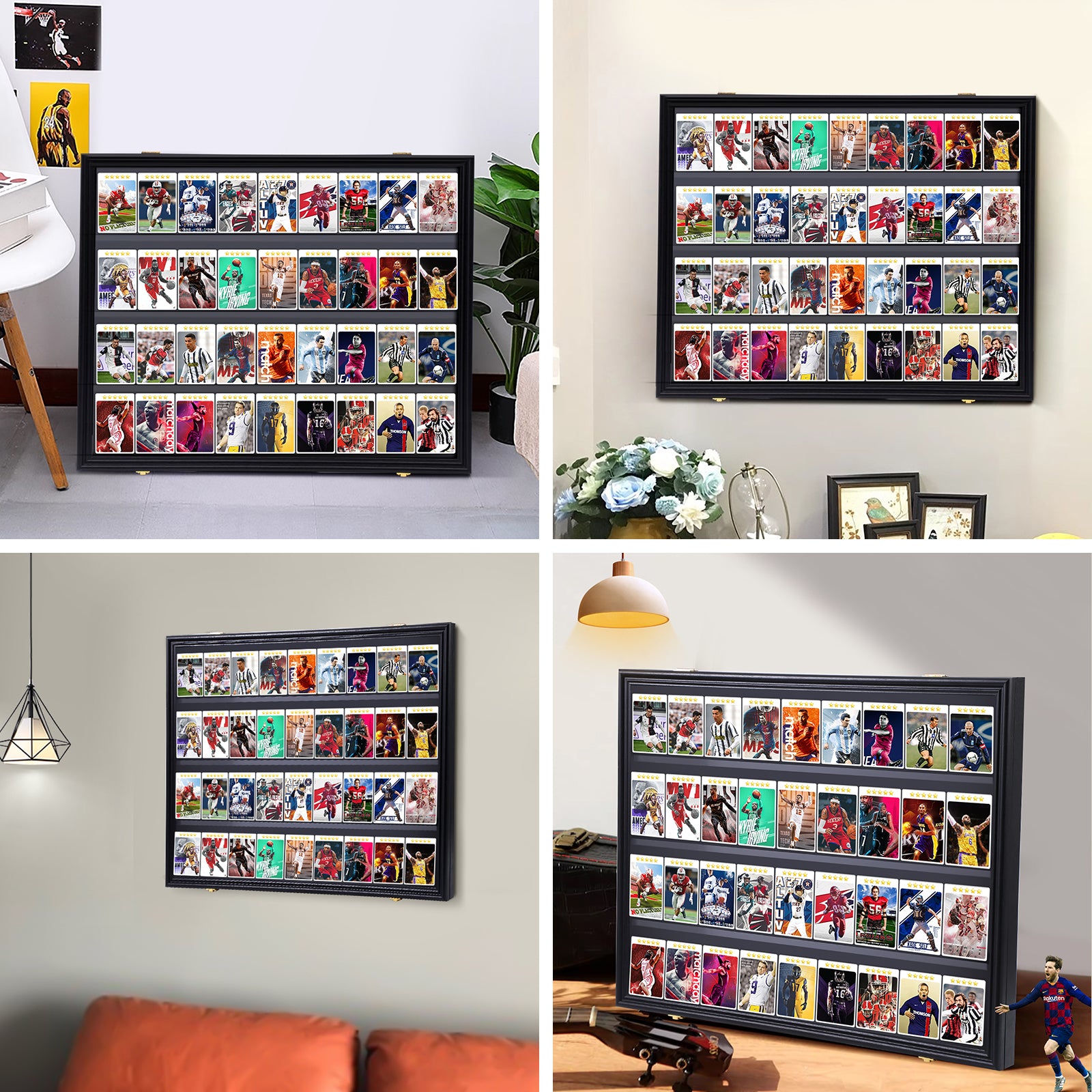 Nice C Sport Card Display Case, Graded Card Display Frame(Horizontal Baseball Card Holder, Trading Card Display Case, 36 Cards, Lockable, 98% UV Protection
