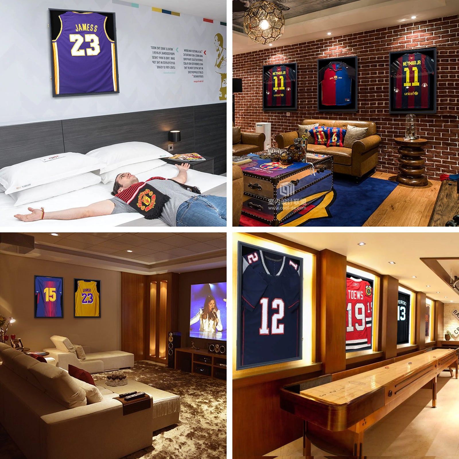 Nice C Jersey Frame Display Case, Shadow Box with Photo Slots, 98% UV Protection, Acrylic, Football &amp; Basketball