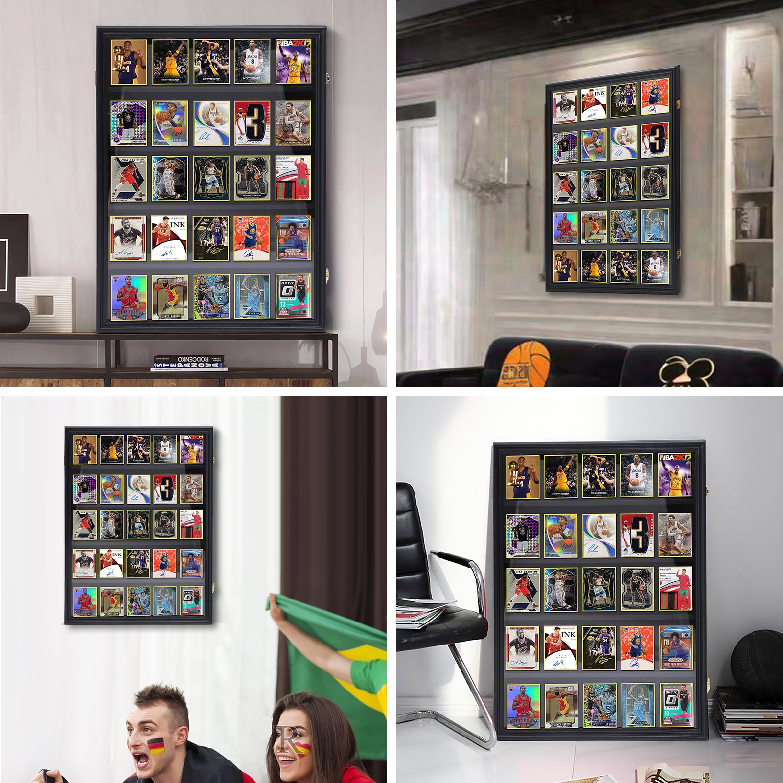 Nice C Sport Card Display Case, Graded Card Display Frame Baseball Card Holder, Trading Card Display Case, 35 Cards, Lockable, 98% UV Protection