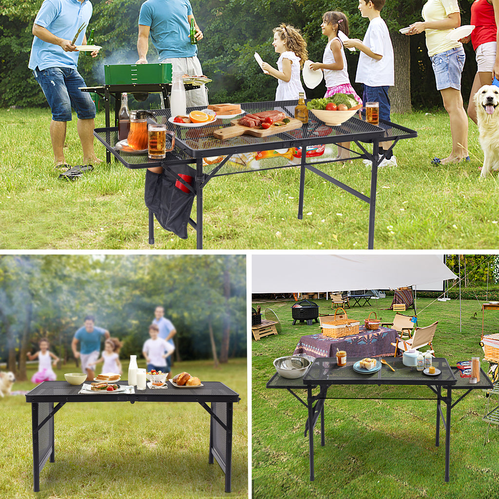 Nice C Folding Grill Table, Camping Table, Tailgate Tables, Grill Tables, Outdoor, Metal Folding Adjustable Height&Width, Mesh Net, Carry Handle