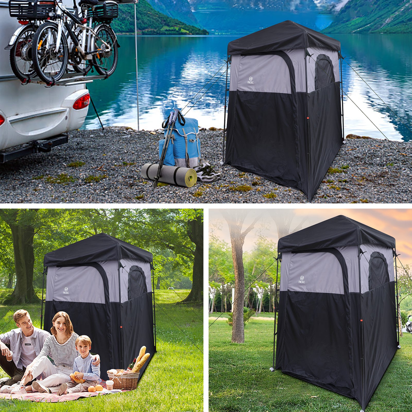 Nice C Oversized Camping Shower &amp; Privacy Tent, Instant Pop-Up Changing Tent, Outdoor Toilet &amp; Bathroom Enclosure 