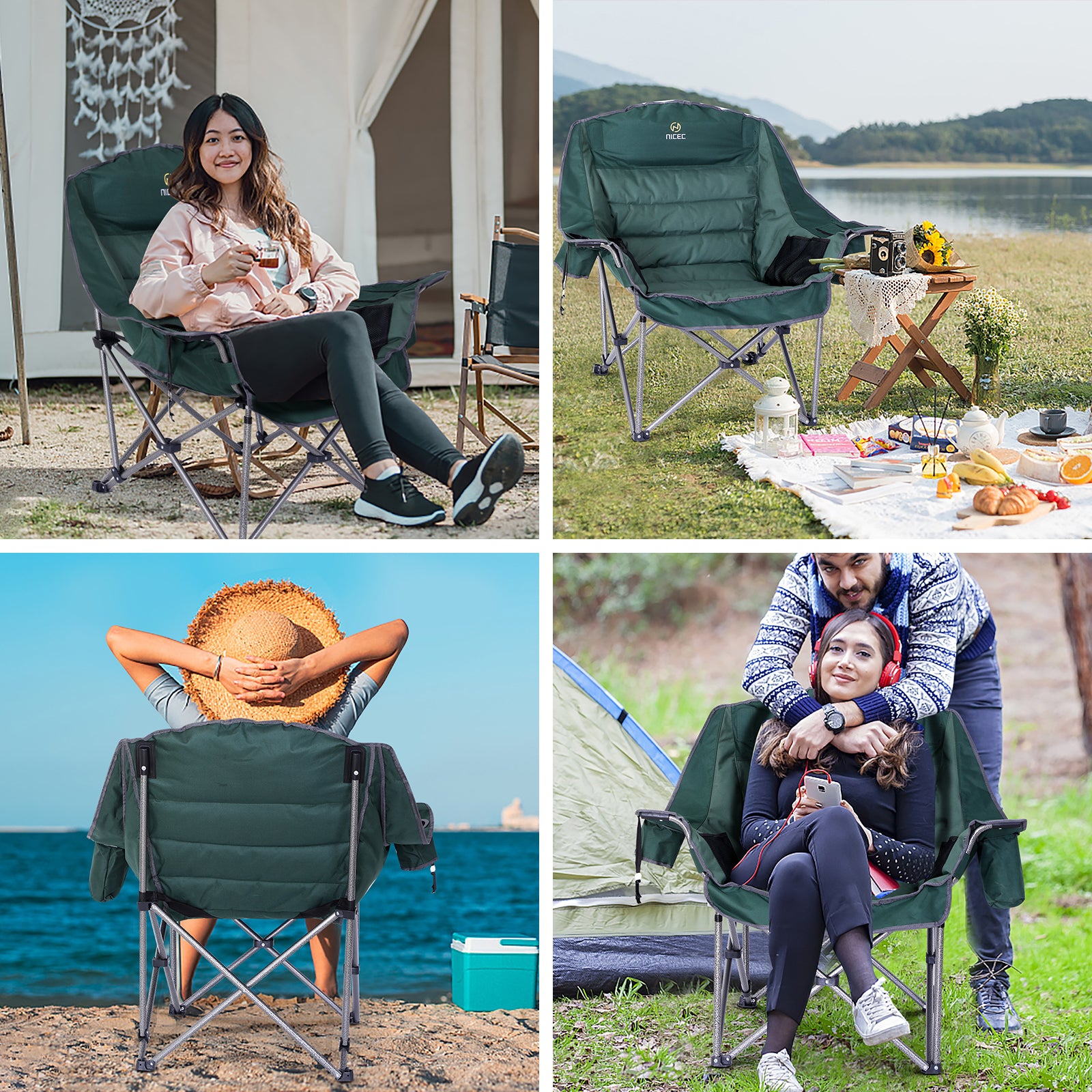 Nice C Extra-Large Camping Chair – Comfortable Outdoor Chair with Cup Holder &amp; Cooler