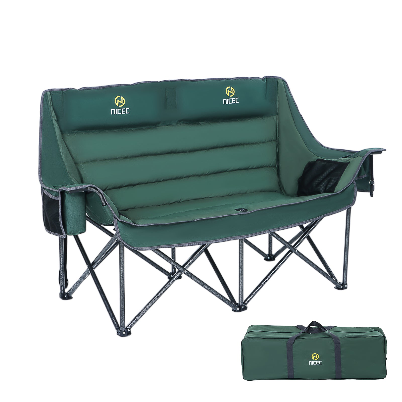 Nice C Oversized Loveseat Camping Chair for Adults, Extra Padded with Cooler &amp; Cup Holder 