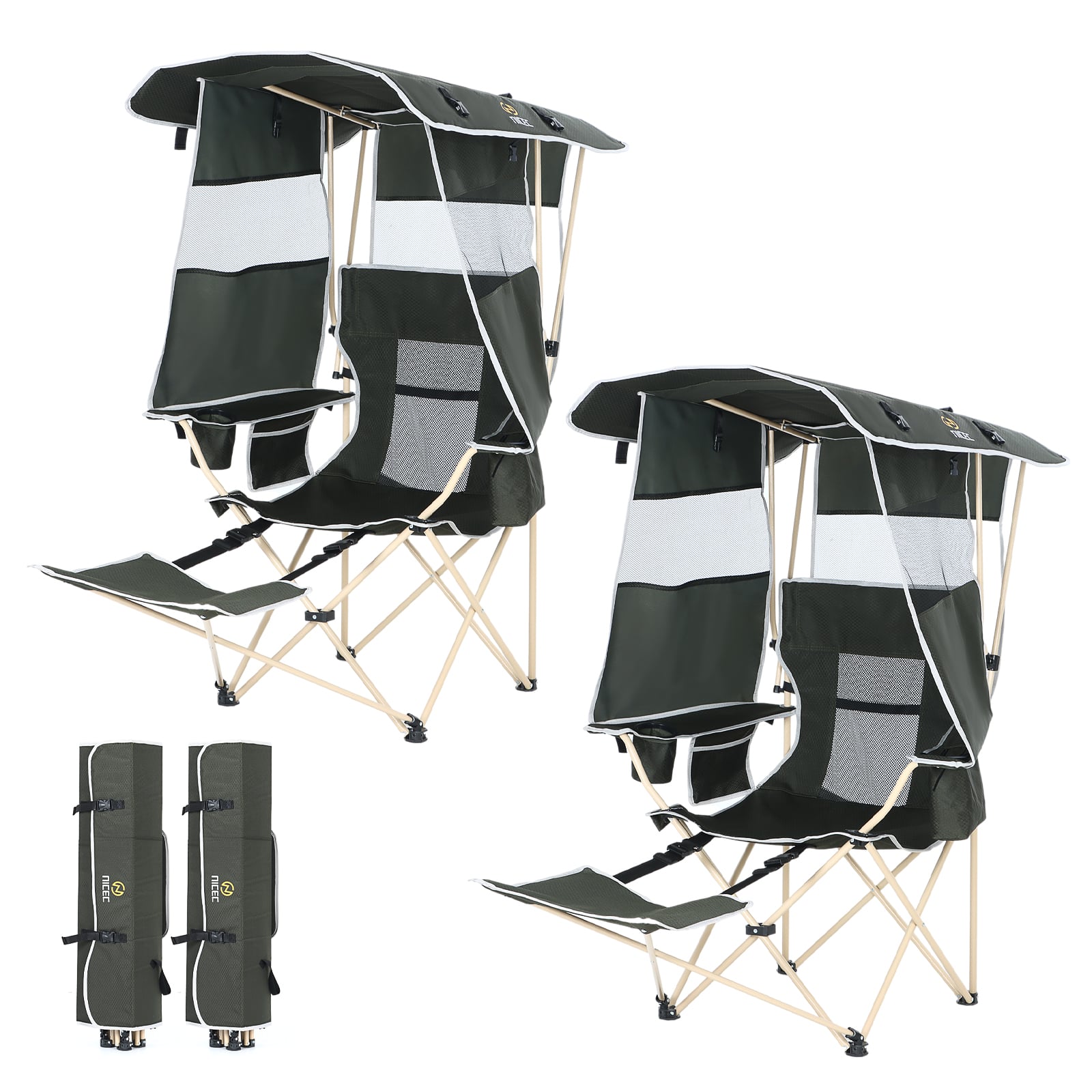 Nice C Camping Chair with Canopy &amp; Removable Footrest, Cooler Bag &amp; Cup Holder 