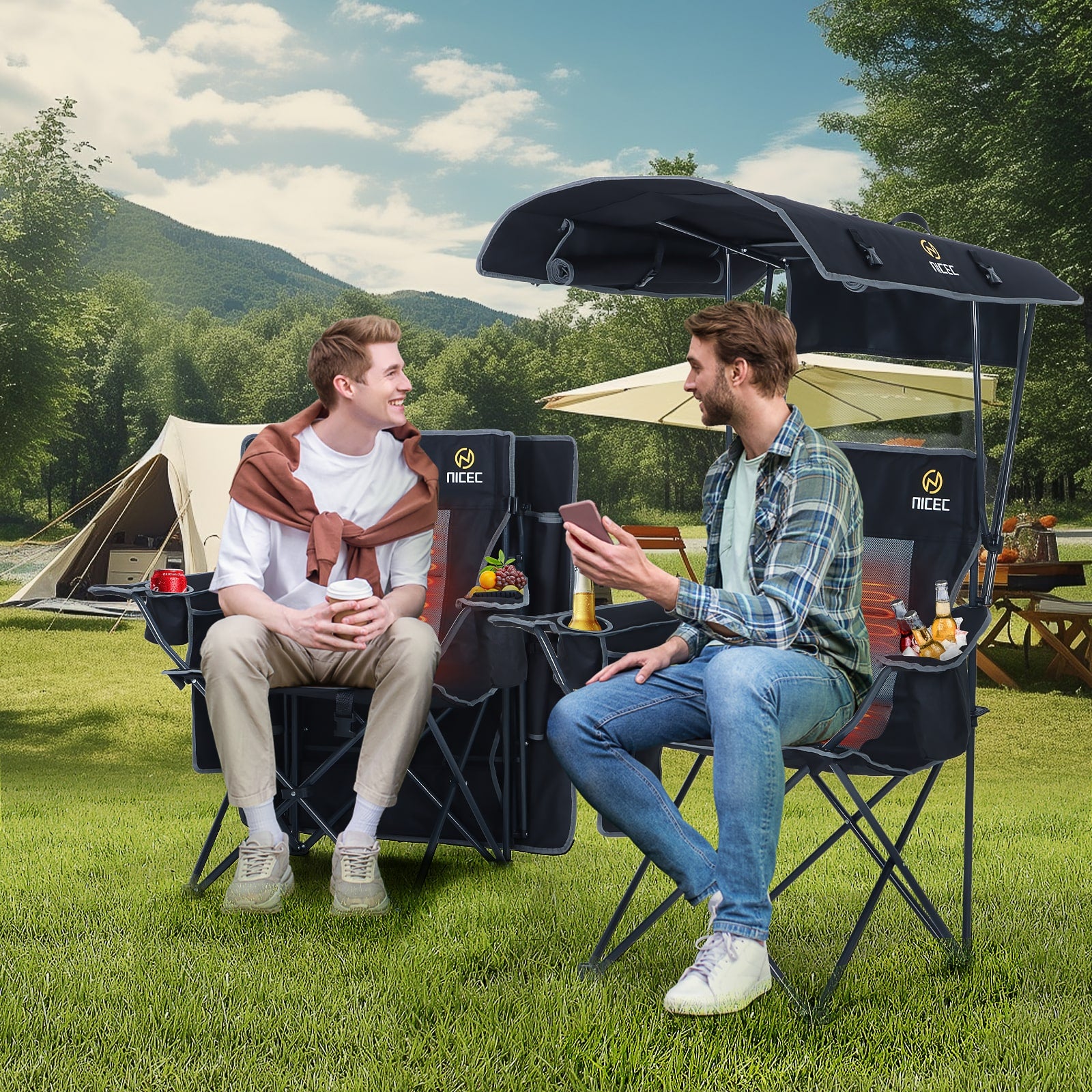 Nice C Outdoor Heated Chair with Canopy &amp; Footrest 