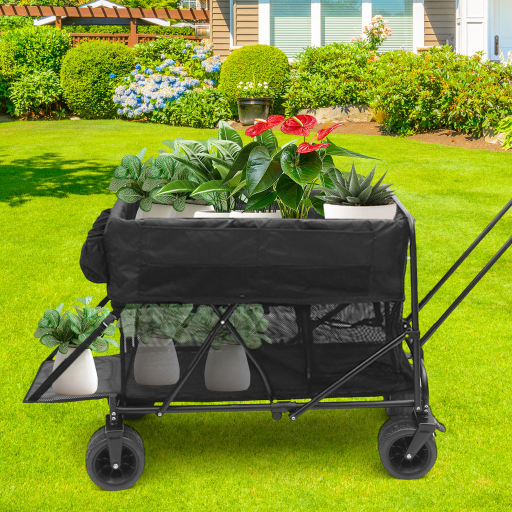 Nice C Double Decker Foldable Wagon – Heavy-Duty 400 lb Collapsible Wagon with All-Terrain Wheels for Outdoor, Kids, Pets