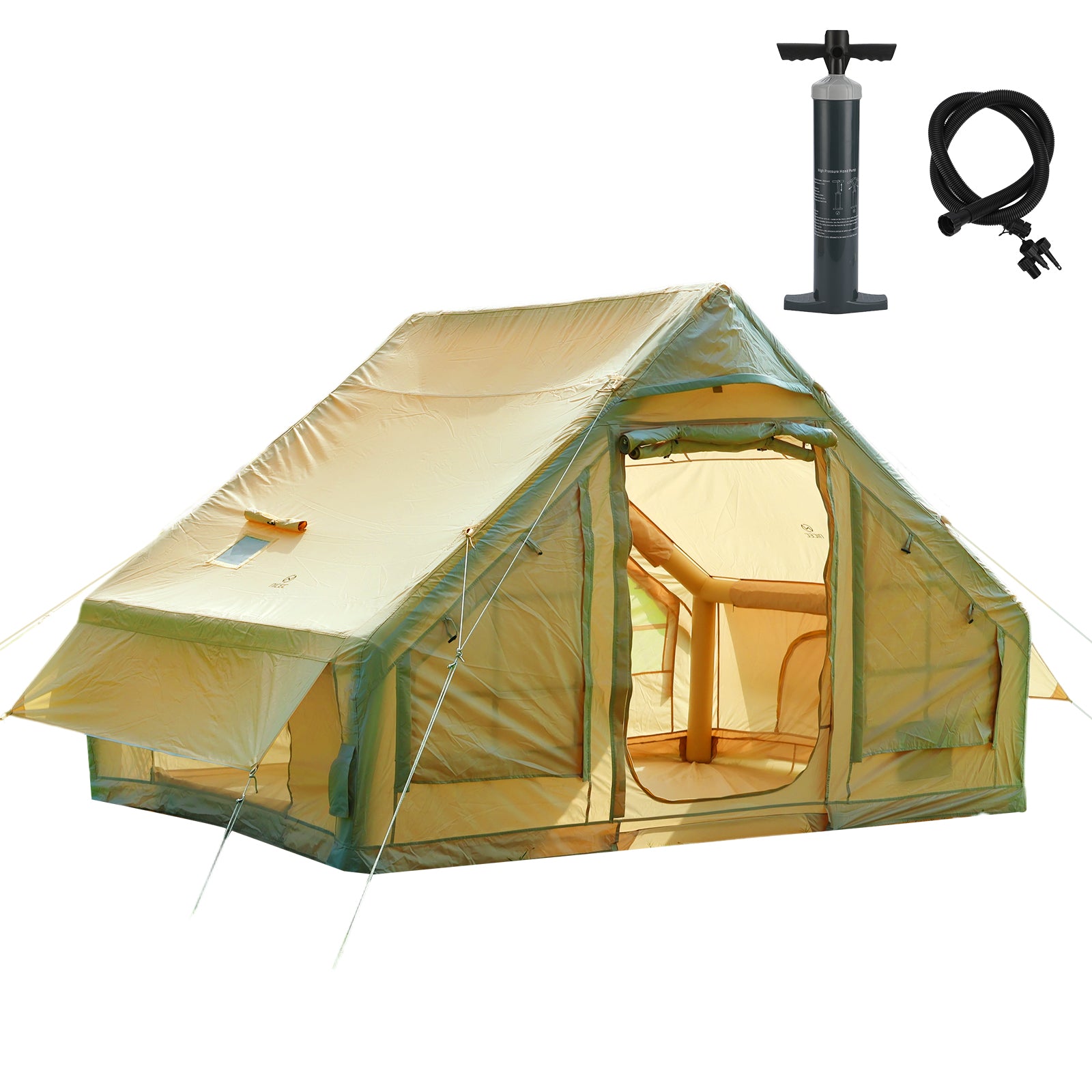 Nice C 6-Person Inflatable Camping Tent, Glamping Tent with Air Pump, Waterproof &amp; Windproof, Easy Setup