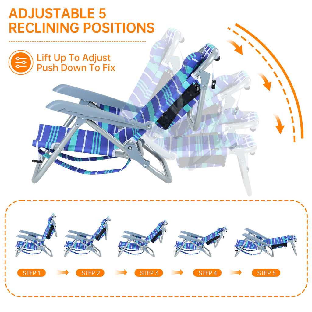 Nice C Kids Outdoor Beach Chair – 5-Position Recline, Backpack Camping Chair with Umbrella &amp; Cup Holder