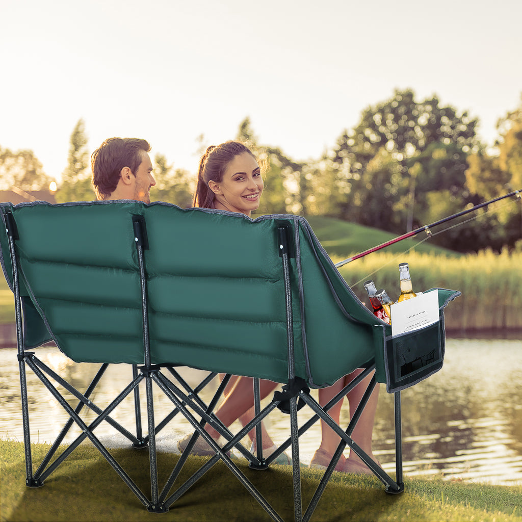 Nice C Oversized Loveseat Camping Chair for Adults, Extra Padded with Cooler &amp; Cup Holder 