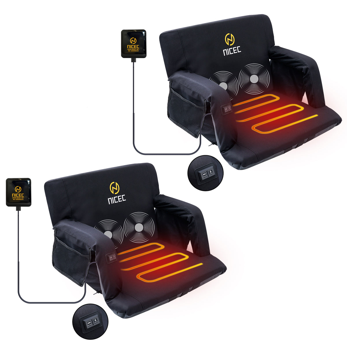 Nice C Heated Massage Stadium Seat, Recline Bleacher Seat