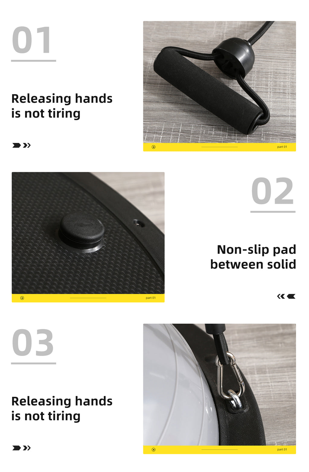 Nice C Balance Ball, Half Ball, Balance Ball, Exercise Workout Trainer, with Resistant Band, Strength Fitness Yoga with Bonus Foot Pump