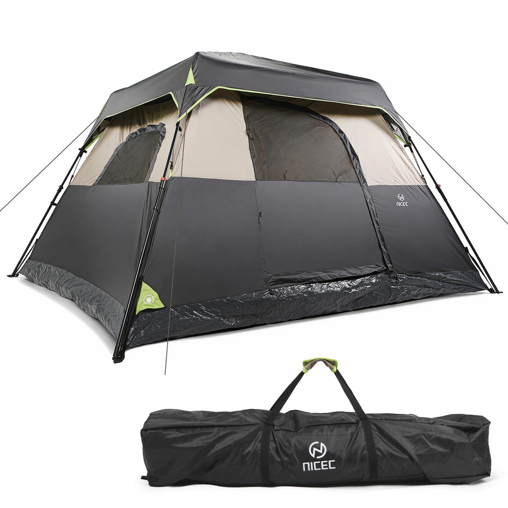 Nice C Instant 4/6/8 Person Camping Cabin Tent | Easy Setup, Waterproof Outdoor Shelter, With Rainfly, Carry Bag, For Camping, Backyard, Festival, Family