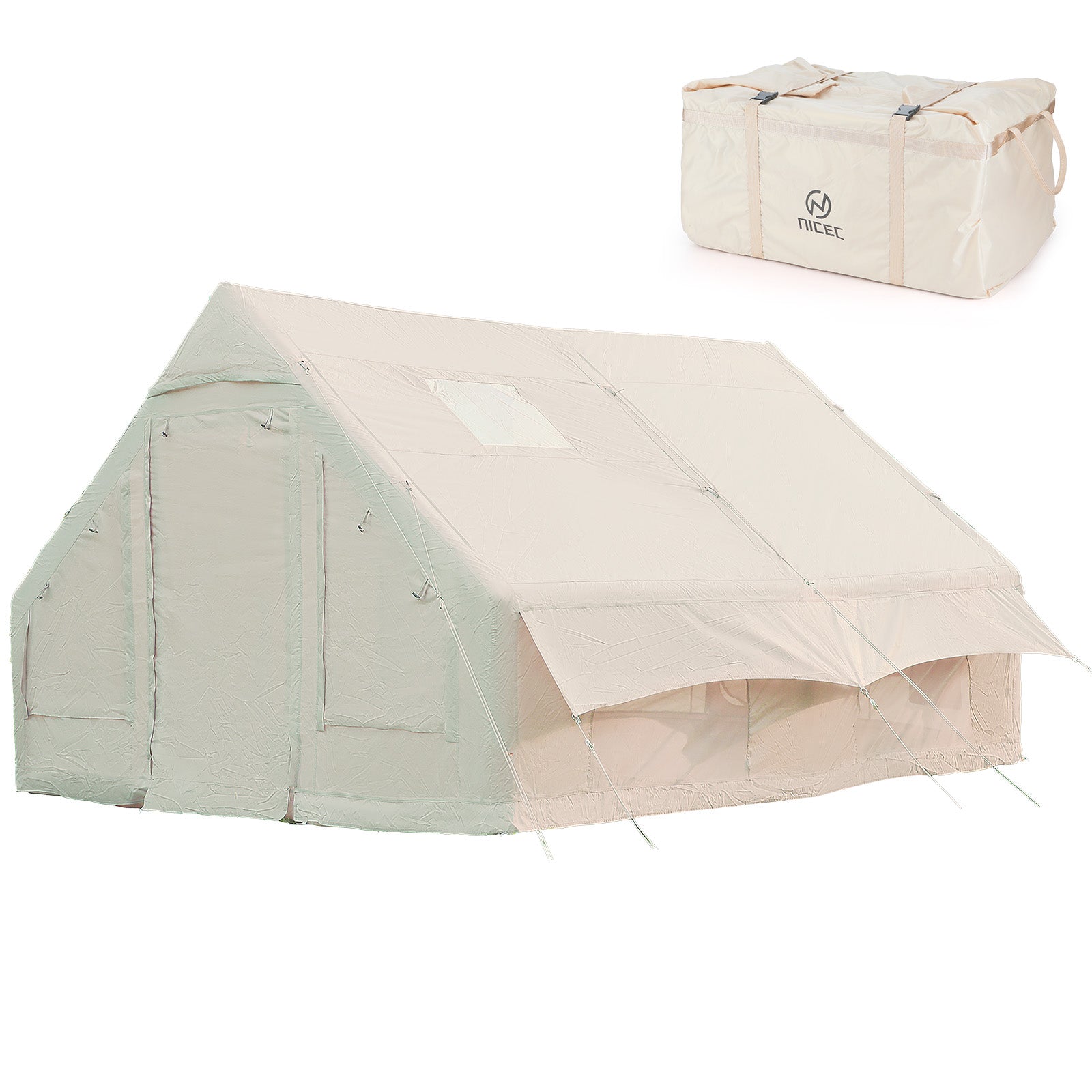Nice C 12-Person Blow-Up Tent for Camping &amp; Glamping, Adults Inflatable Tent, Waterproof, Windproof, 2-in-1 Air Valve