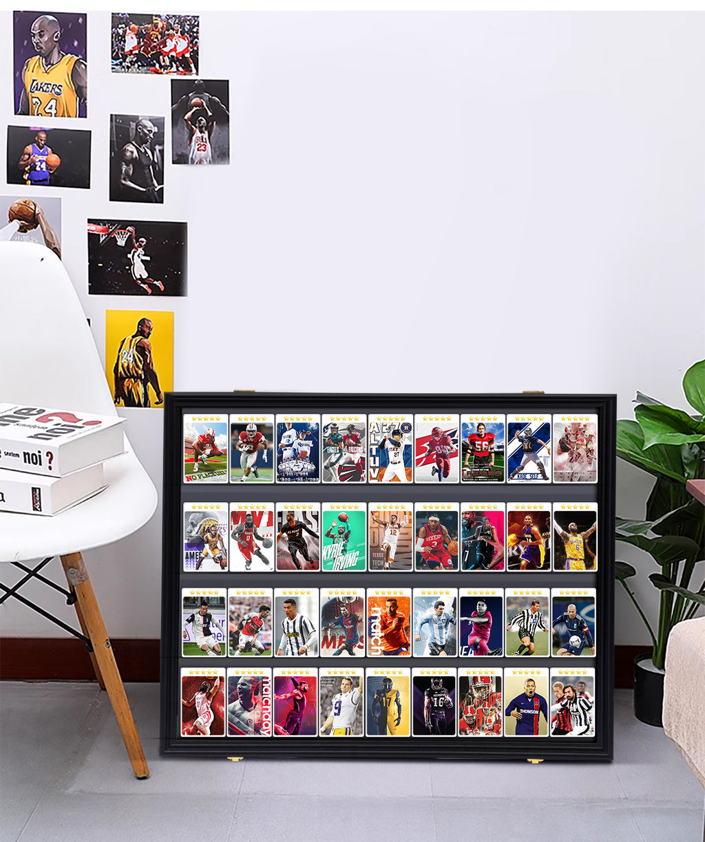 Nice C Sport Card Display Case, Graded Card Display Frame(Horizontal Baseball Card Holder, Trading Card Display Case, 36 Cards, Lockable, 98% UV Protection