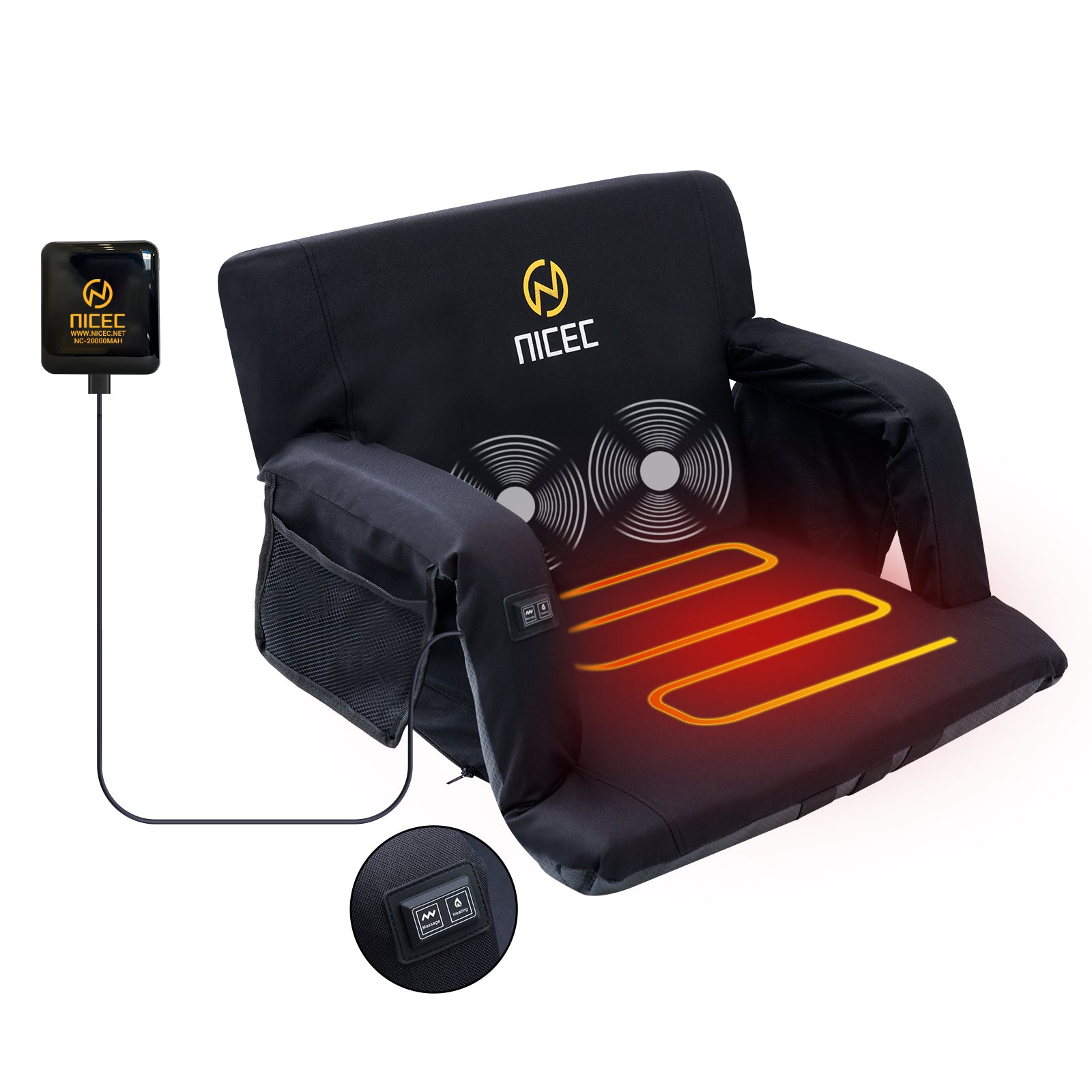 Nice C Heated Massage Stadium Seat, Recline Bleacher Seat