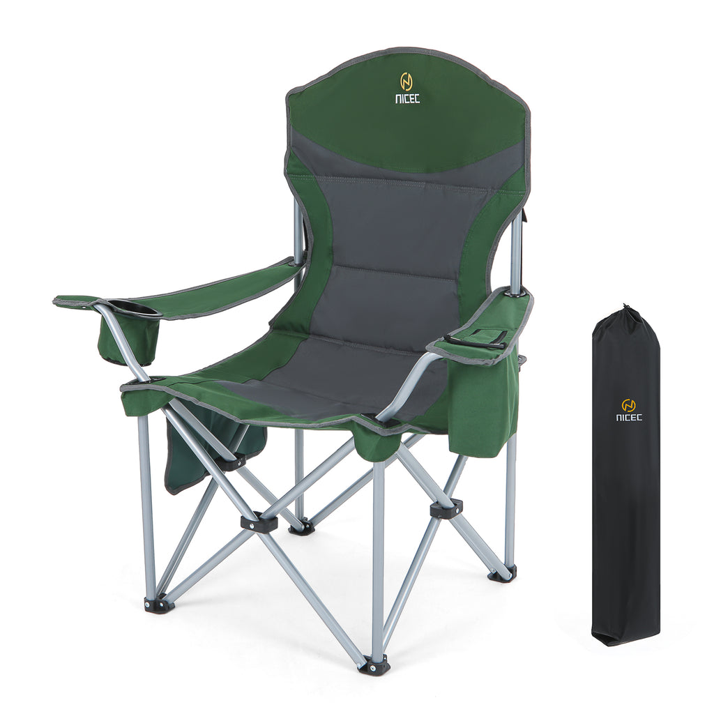 Nice C Portable Camping Chair with Armrest, Cooler Bag, Cup Holder &amp; Side Pocket 