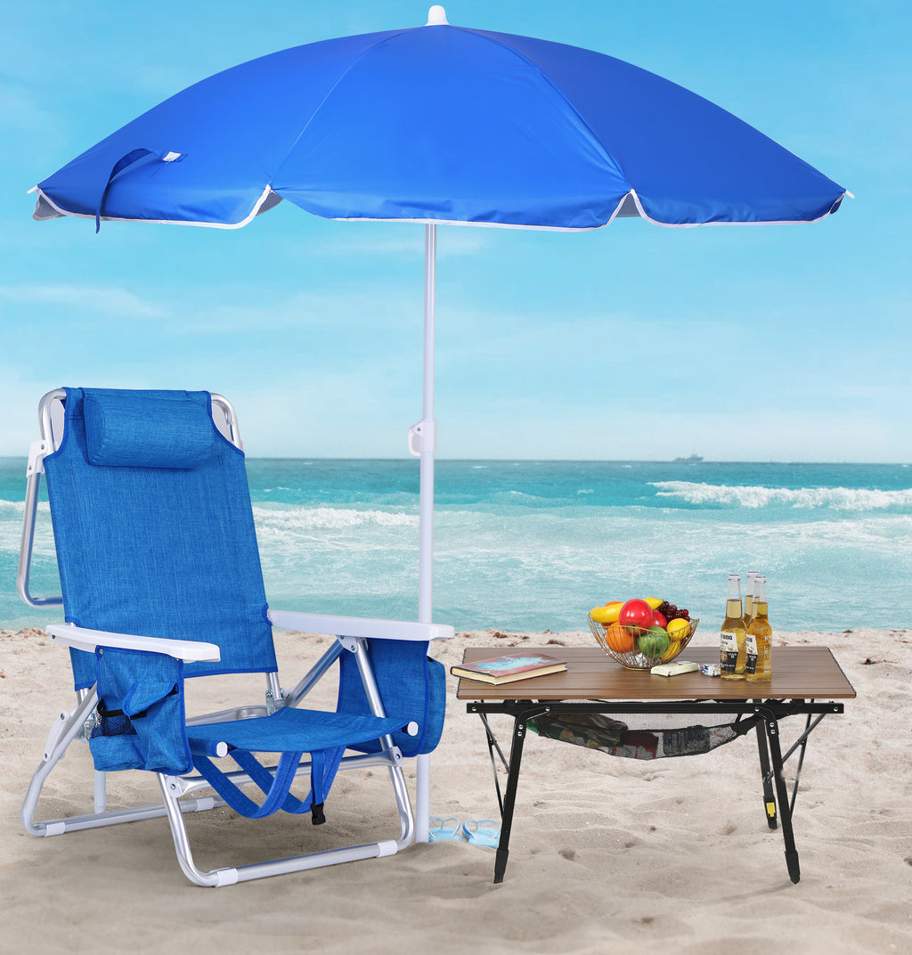 Nice C Beach Chair with Umbrella &amp; Cooler, 5-Position Reclining Backpack Chair for Adults