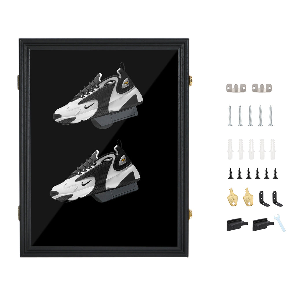 Nice C Shoe Display Frame Case, Wall Mount Sneaker Cabinet (1 Pack/2 Pack) | Wooden Shoe Storage Box, Lockable Display Case, 98% UV Protection, Wall Mount Shoe Rack, for Sports Shoes
