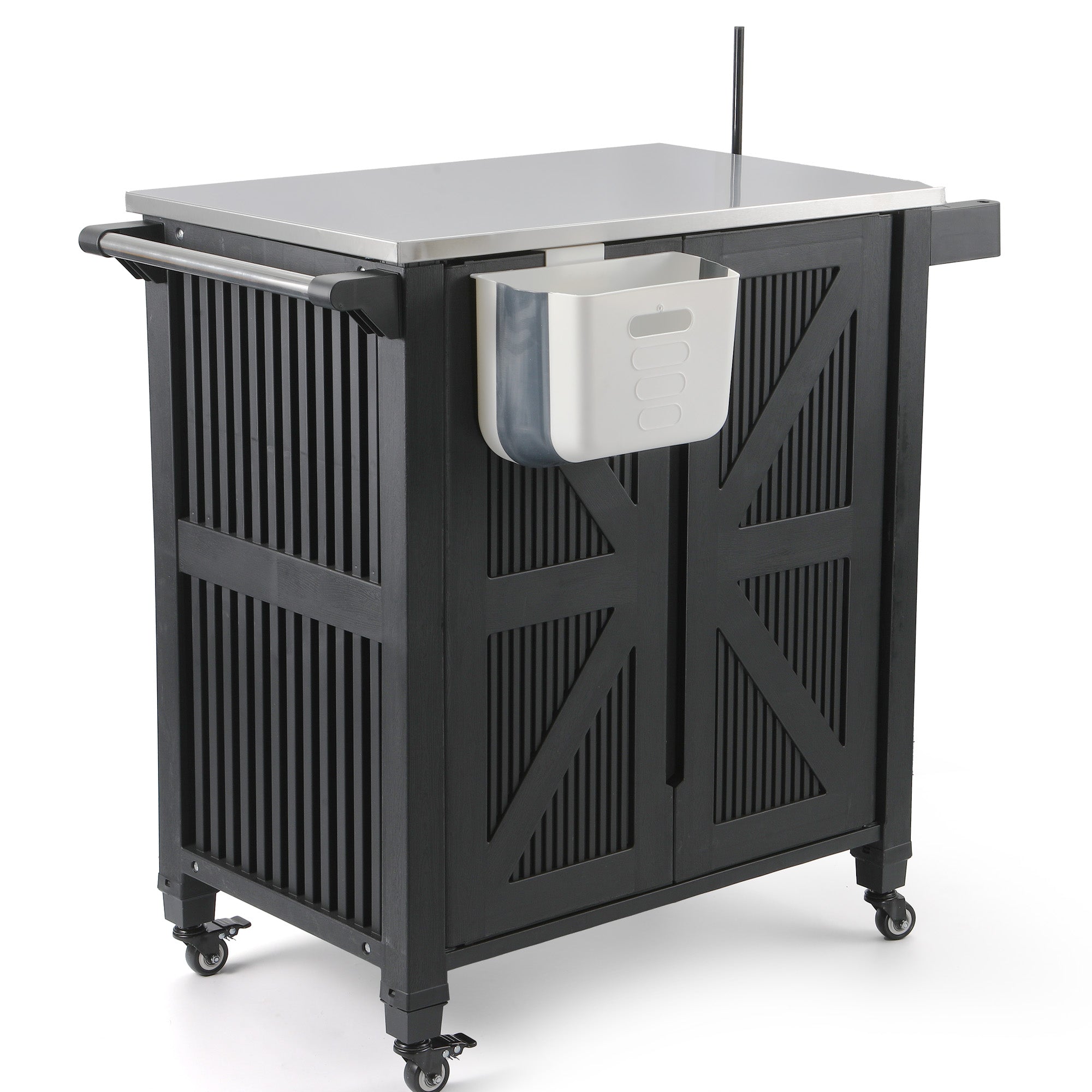 Nice C Grill Cart with Wheels, Outdoor Kitchen Island for Blackstone | Outdoor Grill Station, Stainless Steel Tabletop, Plastic Grill Cart, Storage Cabinet, Food Prep Table, Dining Cart