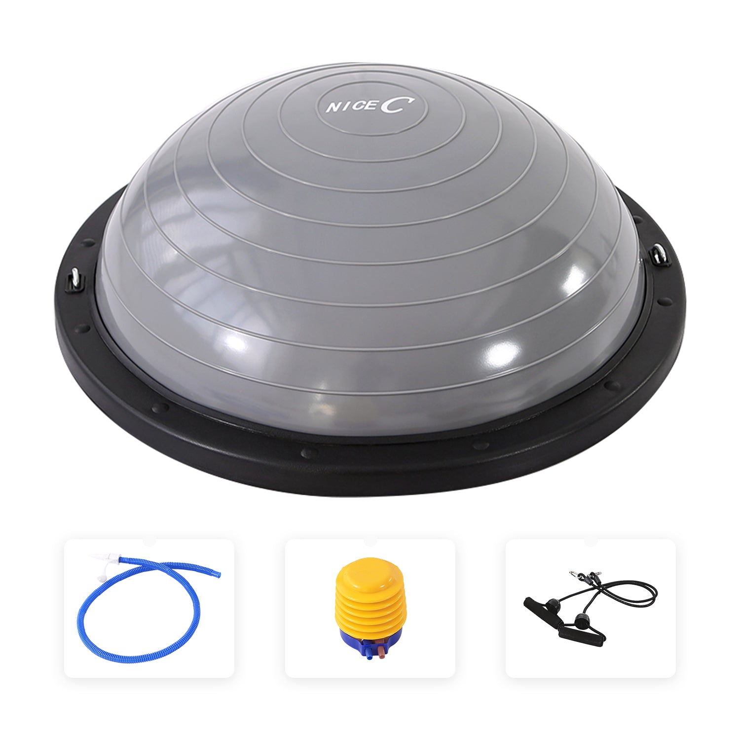 Nice C Balance Ball, Half Ball, Balance Ball, Exercise Workout Trainer, with Resistant Band, Strength Fitness Yoga with Bonus Foot Pump