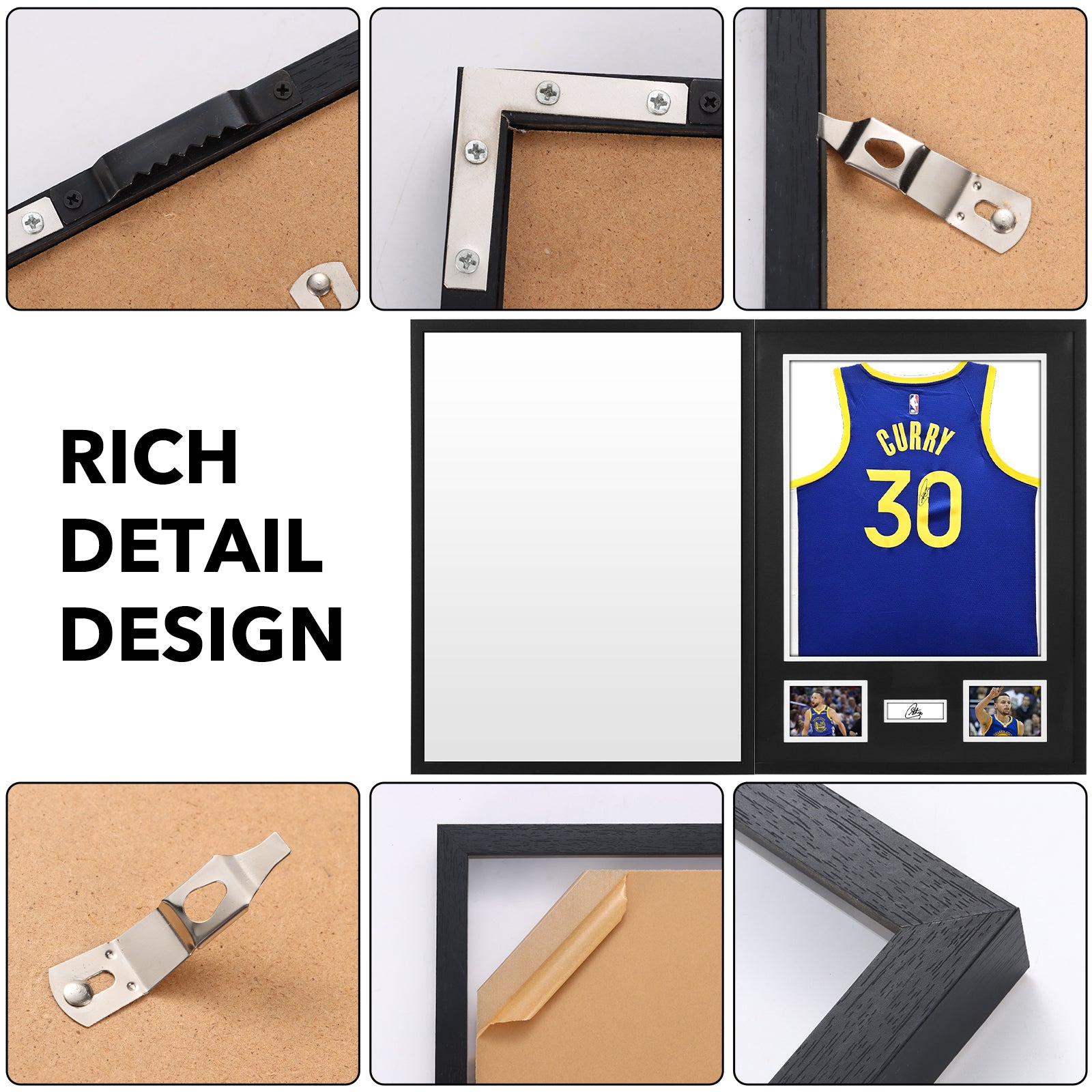Nice C Jersey Frame Display Case with Photo Slots &amp; Signature Protection, 98% UV 