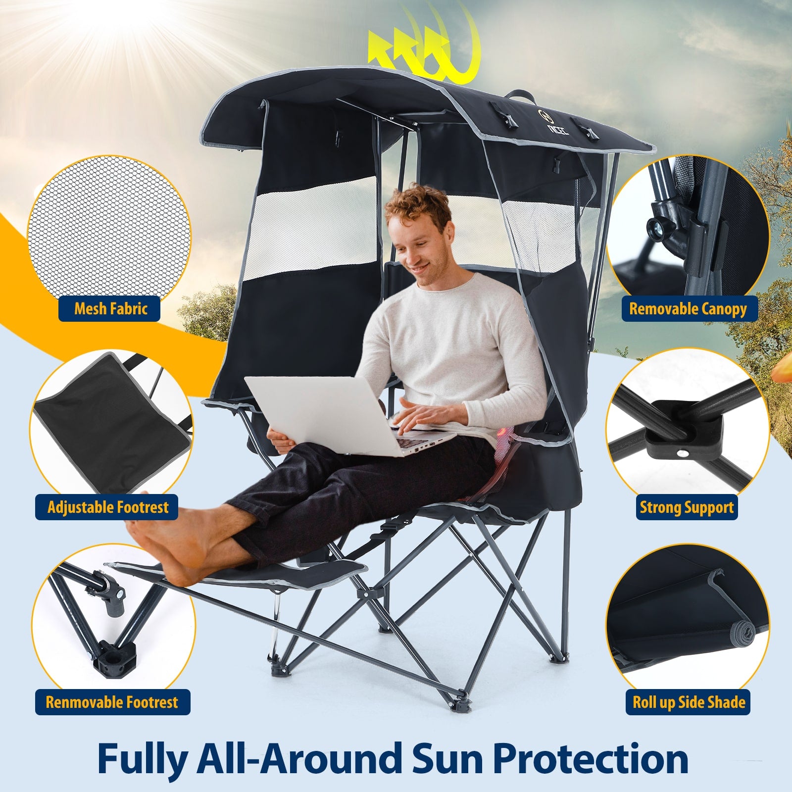 Nice C Outdoor Heated Chair with Canopy &amp; Footrest 