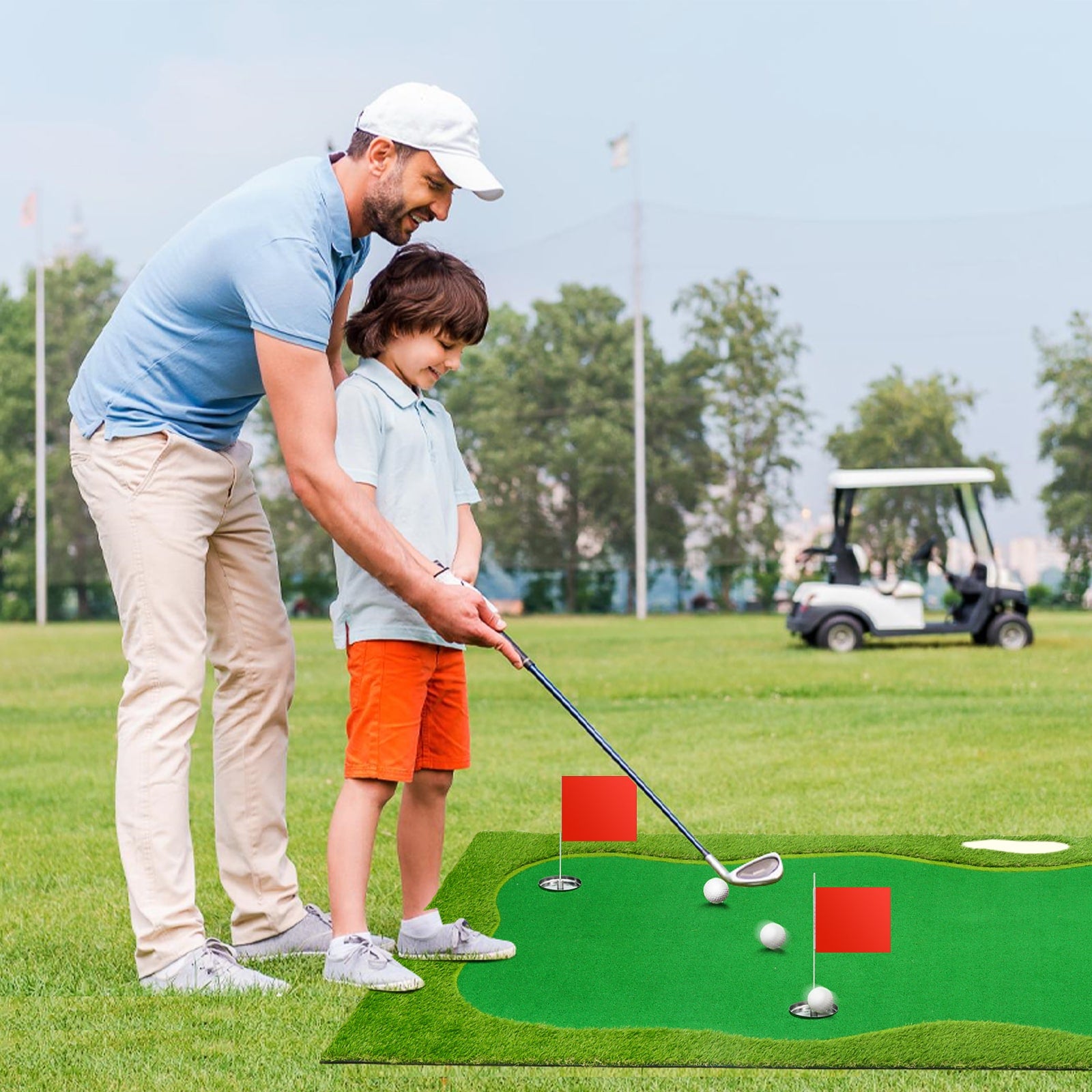 Nice C 5x12 FT Indoor &amp; Outdoor Putting Green with 3 Holes, Flags &amp; Slope – Golf Mat for Home Practice &amp; Simulators 