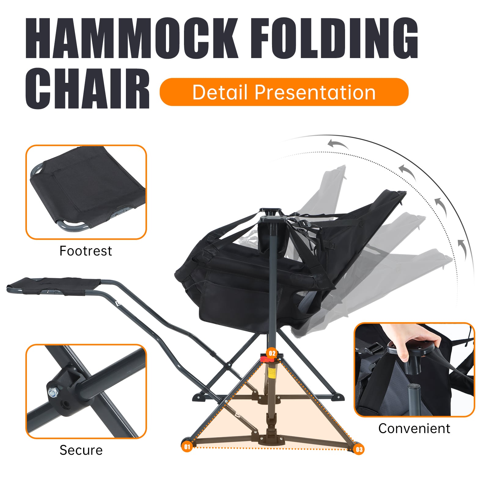 Nice C Heated Hammock Rocking Camping Chair – High Back, Footrest, Cup Holder 