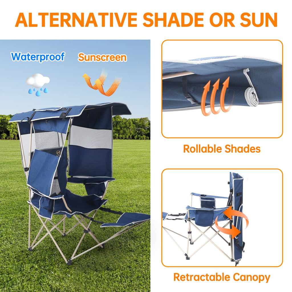 Nice C Chair with Canopy, Solar USB Charging, Removable Footrest &amp; Cooler Bag 