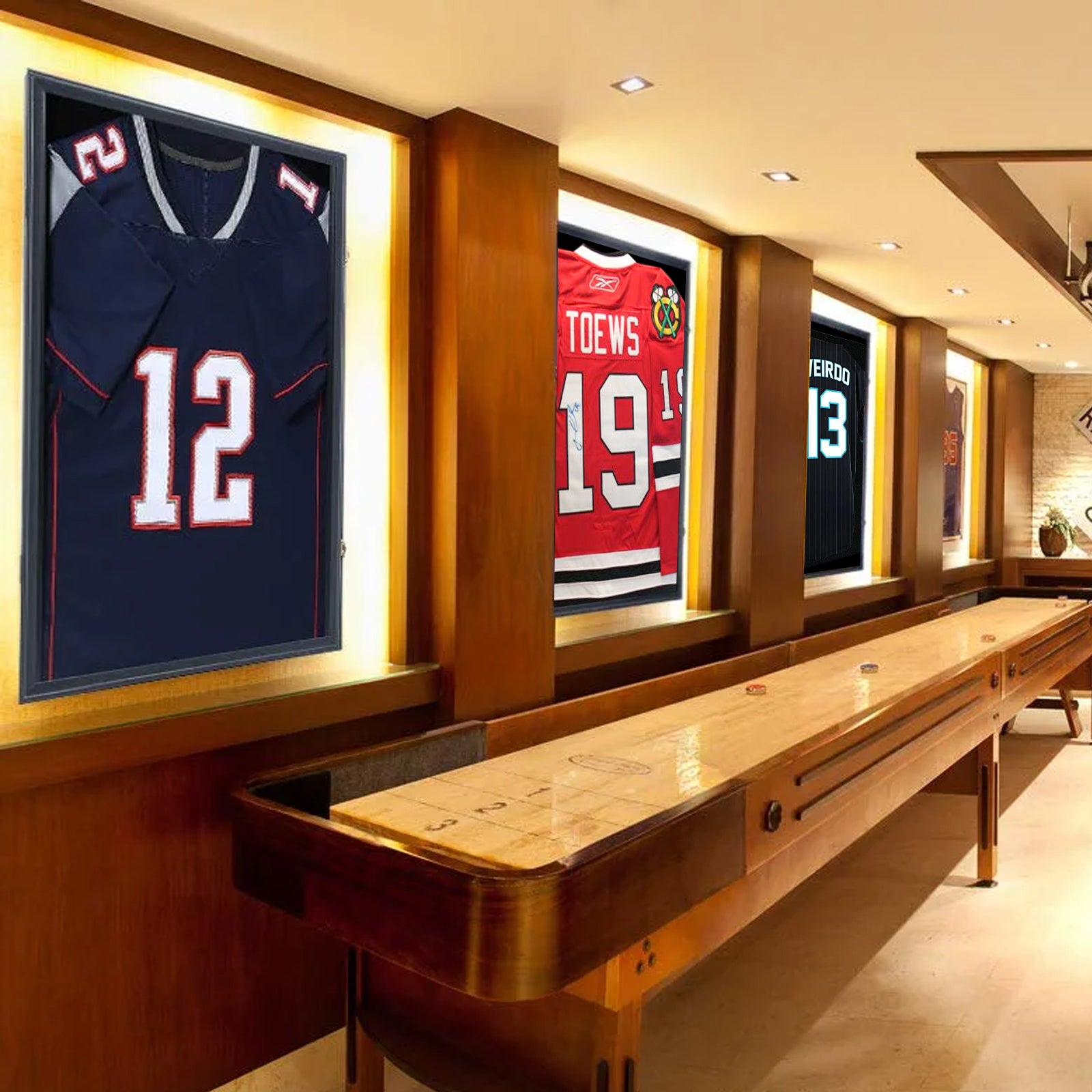 Nice C Jersey Frame Display Case, Shadow Box with Photo Slots, 98% UV Protection, Acrylic, Football &amp; Basketball