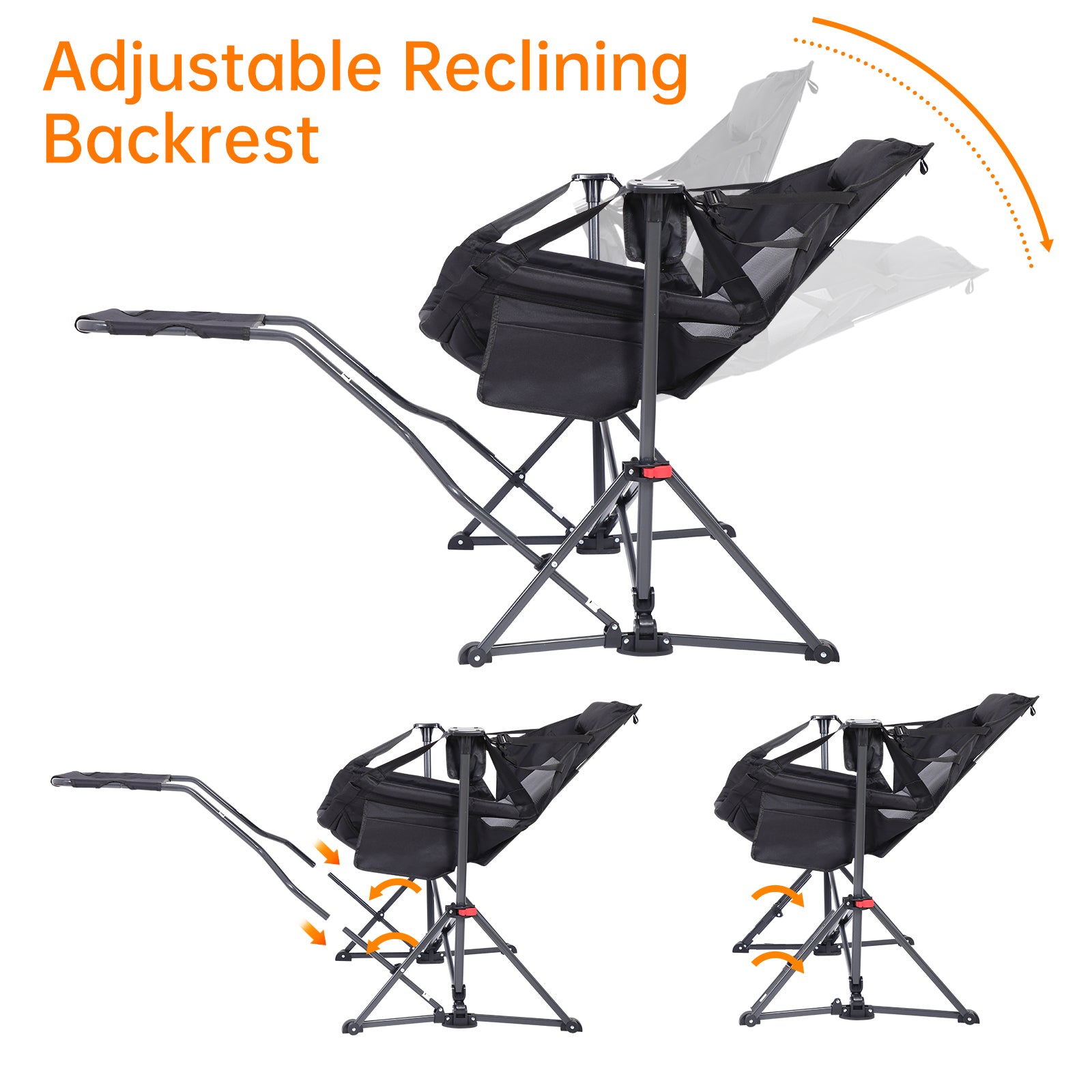 Nice C Hammock Camping Chair with Stand, High Back, Footrest, Cup Holder &amp; Side Pocket 