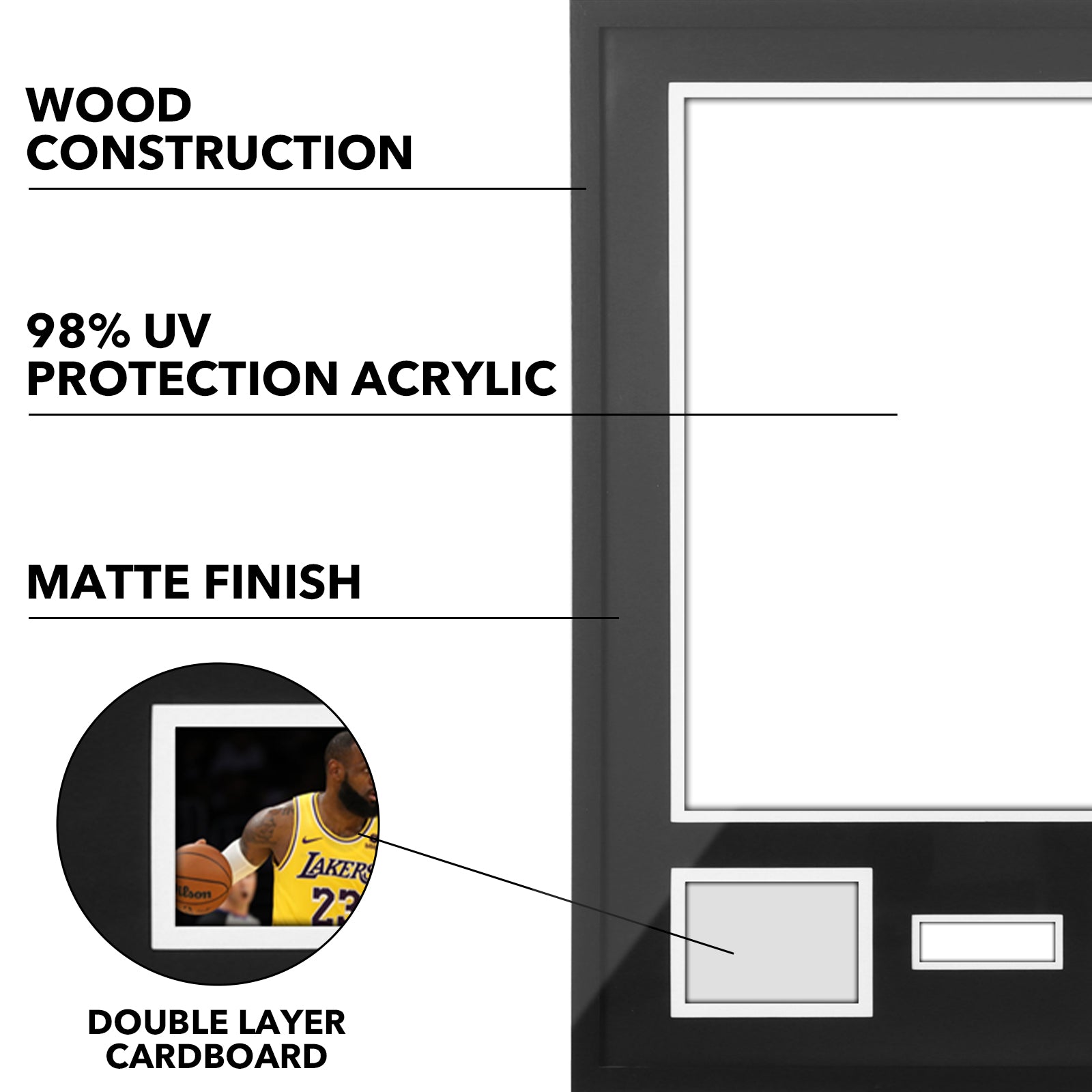Nice C Jersey Frame Display Case with Photo Slots &amp; Signature Protection, 98% UV 