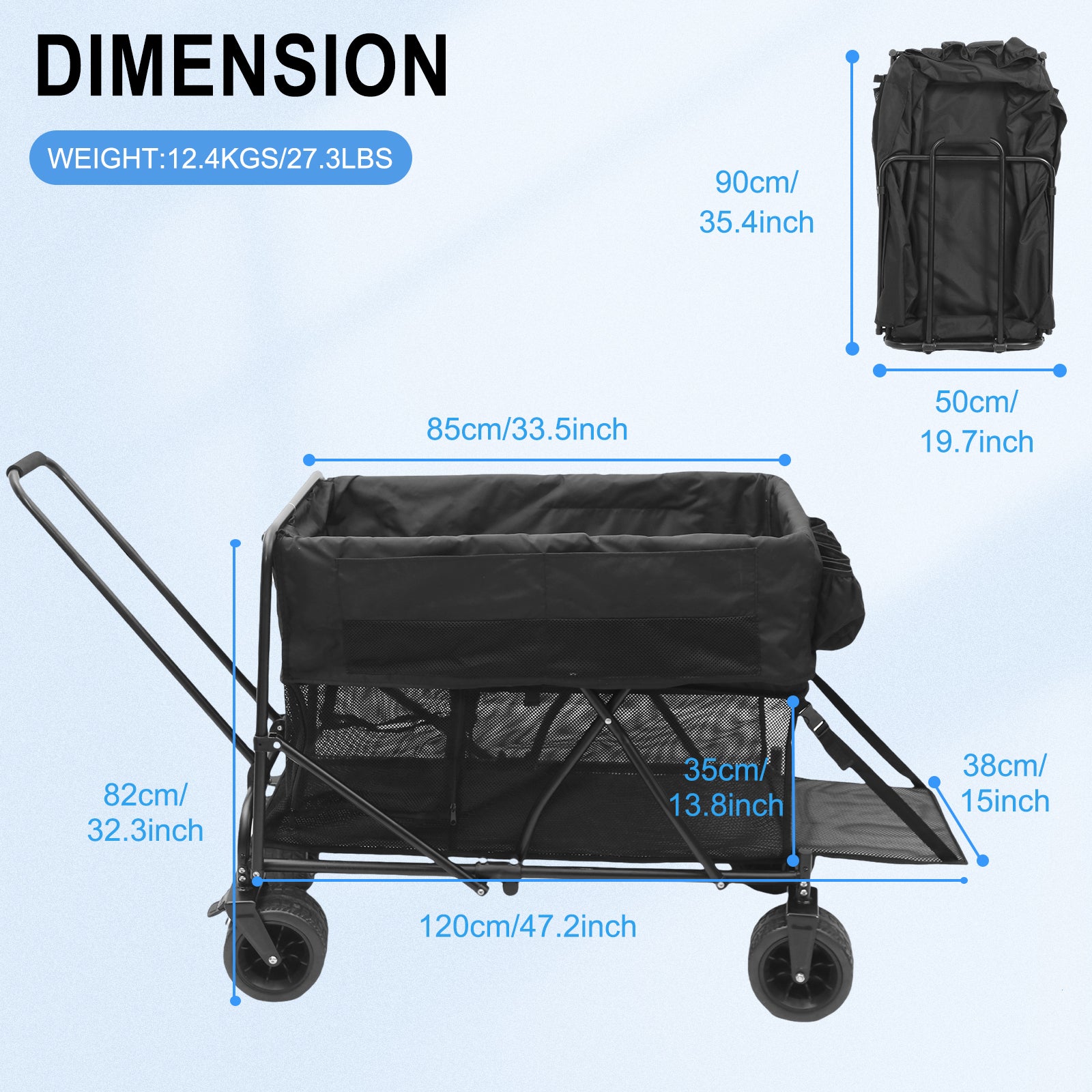 Nice C Double Decker Foldable Wagon – Heavy-Duty 400 lb Collapsible Wagon with All-Terrain Wheels for Outdoor, Kids, Pets