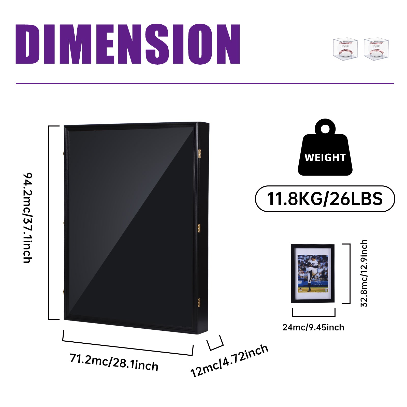 Nice C XL Jersey Frame Display Case, Large Deep Jersey Frame (28x37 Inch) | Extra Large Jersey Shadow Box, Jacket, T-Shirt Display, Baseball Case, UV Protection, Football Jersey, Hockey