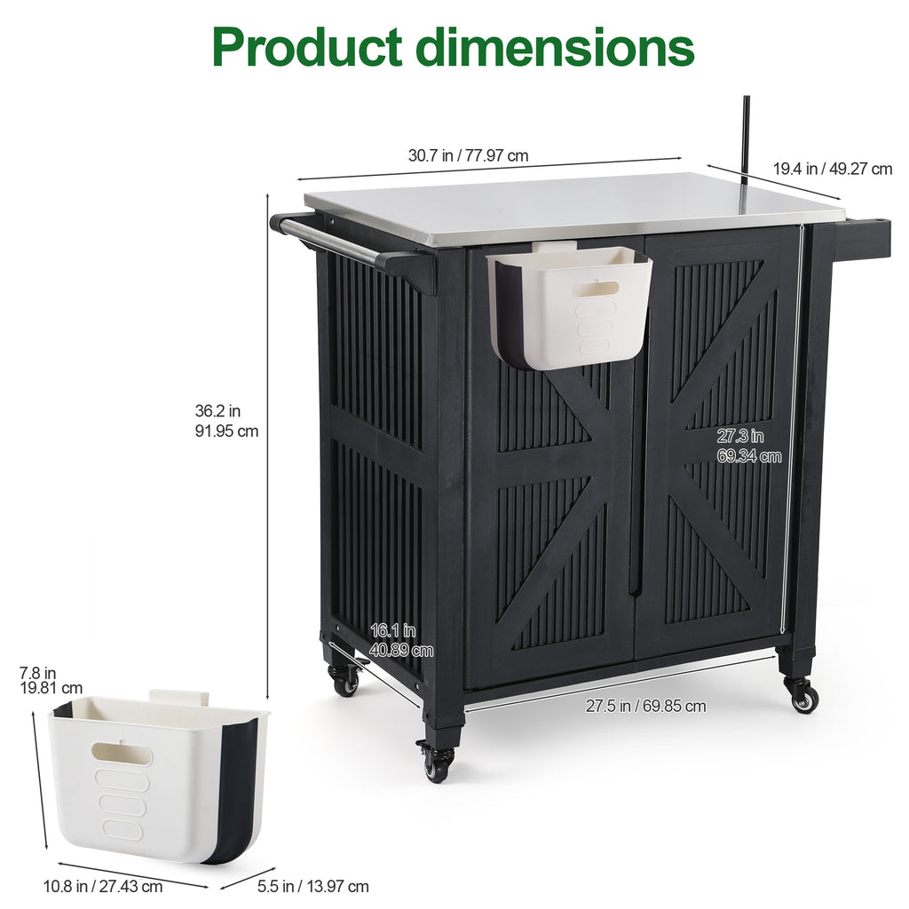 Nice C Grill Cart with Wheels, Outdoor Kitchen Island for Blackstone | Outdoor Grill Station, Stainless Steel Tabletop, Plastic Grill Cart, Storage Cabinet, Food Prep Table, Dining Cart