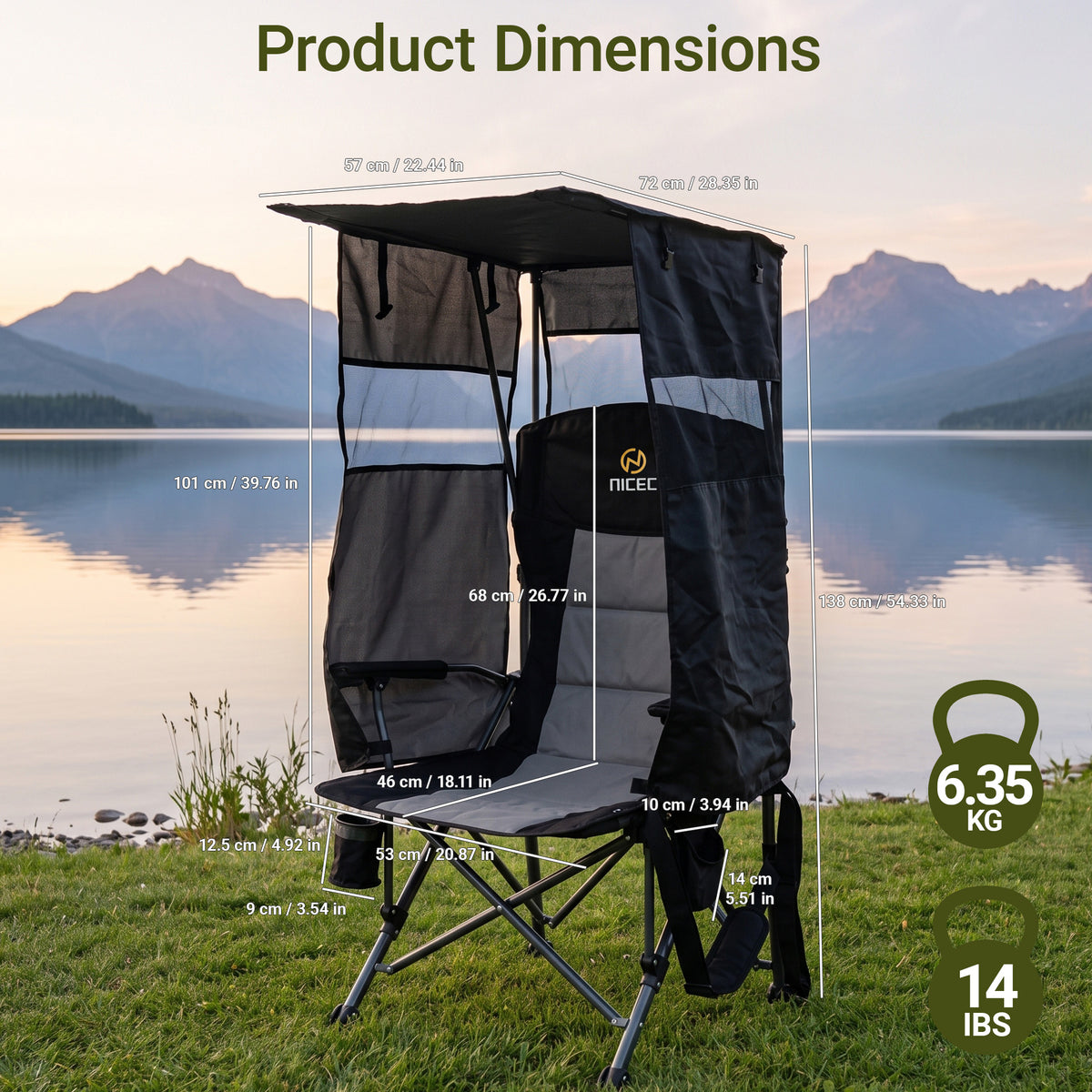 Nice C Camping Director Chair with Canopy, Folding Outdoor Chair