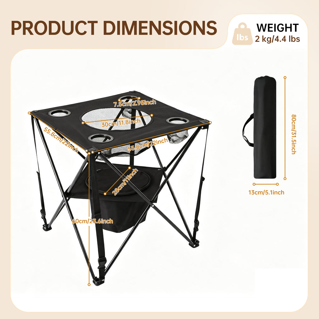 Nice C Camping Cooler Tables, Small Canvas Table, Portable Drink Table | Beer Pong Table, Ultralight Compact Folding Tailgating Table, Collapsible, Carry Bag, Outdoor, Picnic, Beach