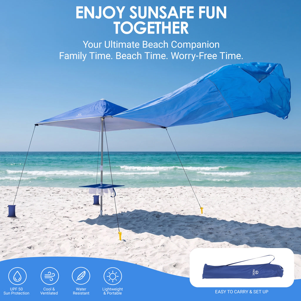 Nice C 120SF Wind Driven Umbrella, Wind Powered Beach Sun Shade Canopy Light Weight, Shade Sail, Easy Setup, Blue