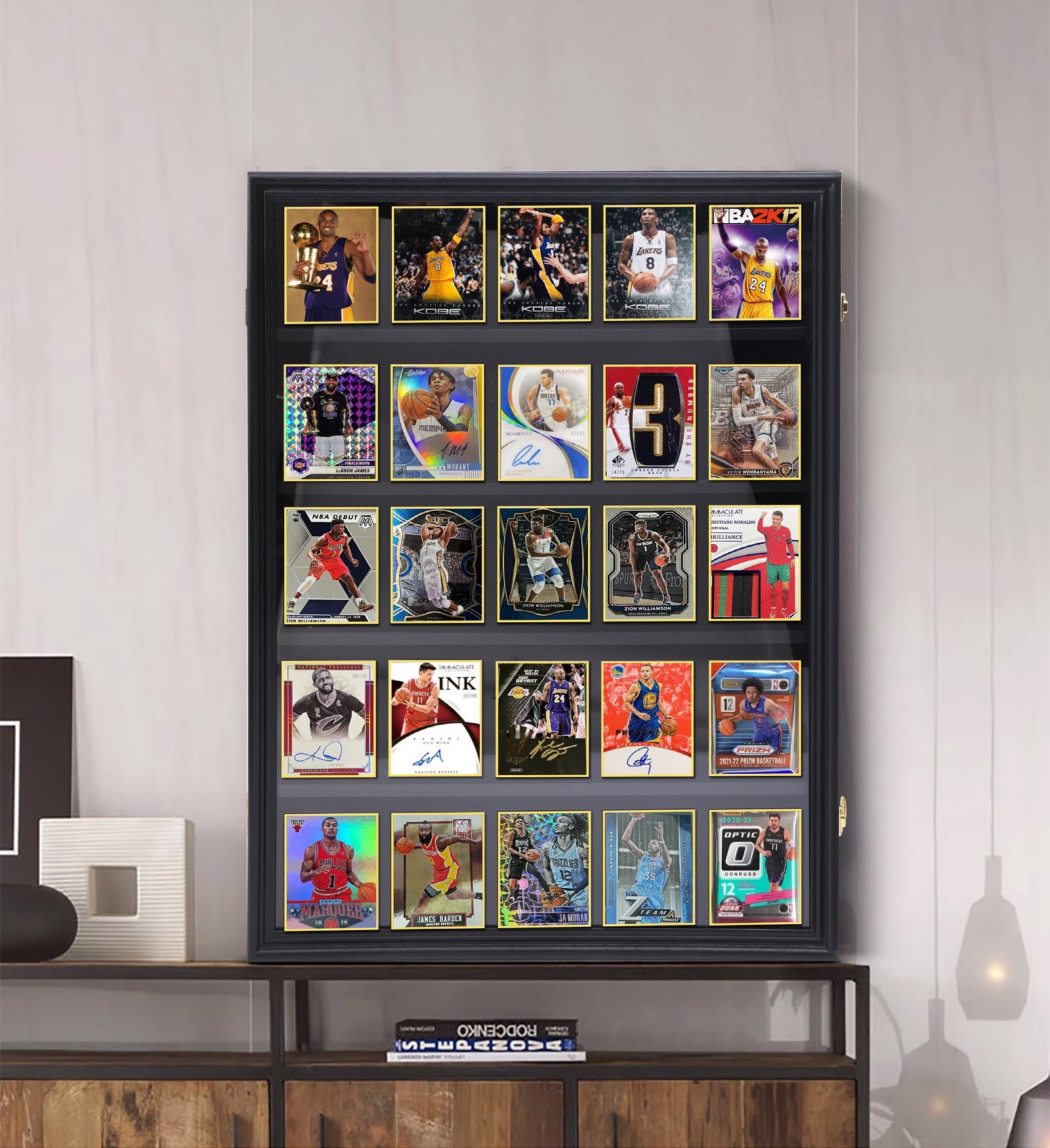 Nice C Sport Card Display Case, Graded Card Display Frame Baseball Card Holder, Trading Card Display Case, 35 Cards, Lockable, 98% UV Protection