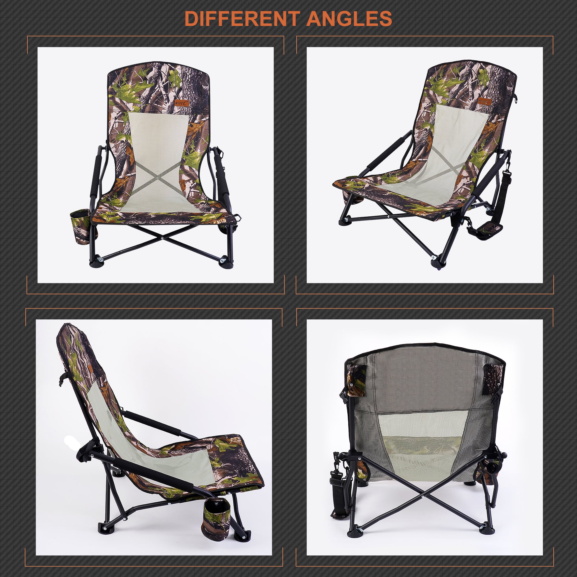 Nice C Hunting Strutter Chair, Folding Low Camping Chair (1 Pack/2 Pack)