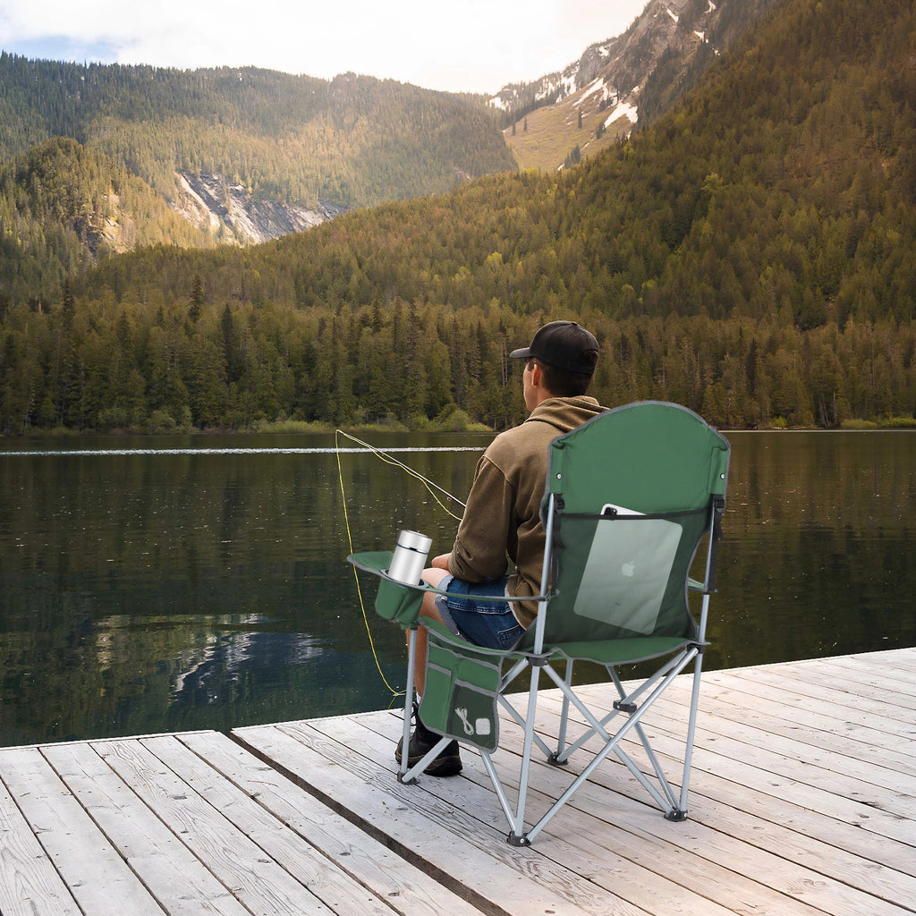 Nice C Portable Camping Chair with Armrest, Cooler Bag, Cup Holder &amp; Side Pocket 