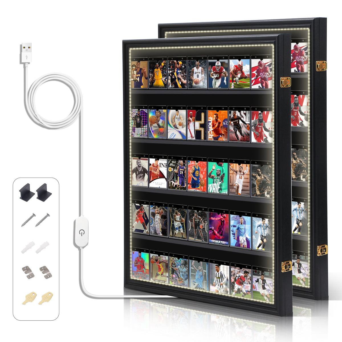 Nice C LED Baseball Graded Card Display Case (Horizonta/Vertical  1 /2 3 Pack)