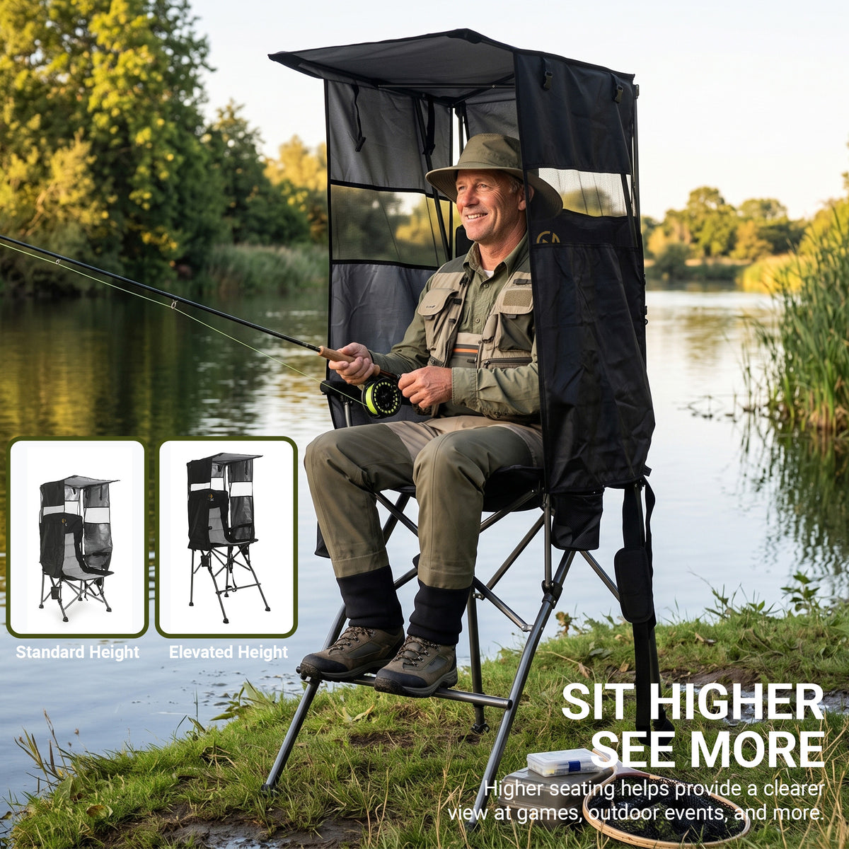 Nice C Tall Director Camping Chair with Canopy, Foldable Chair