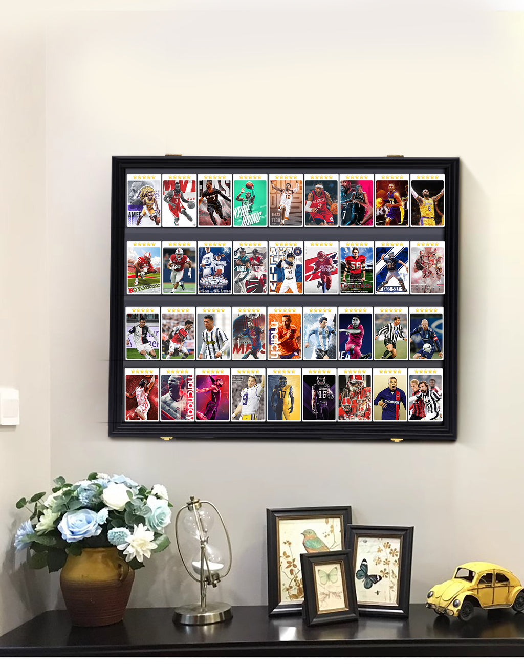 Nice C Sport Card Display Case, Graded Card Display Frame(Horizontal Baseball Card Holder, Trading Card Display Case, 36 Cards, Lockable, 98% UV Protection