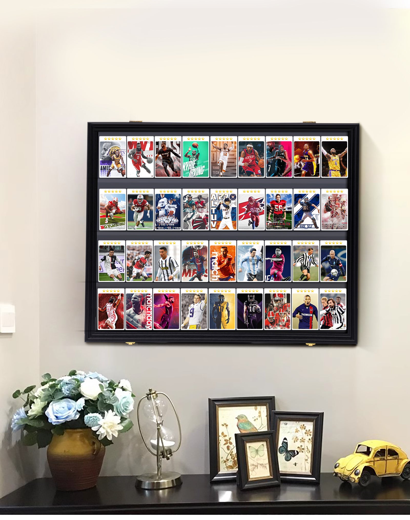 Nice C Sport Card Display Case, Graded Card Display Frame(Horizontal Baseball Card Holder, Trading Card Display Case, 36 Cards, Lockable, 98% UV Protection
