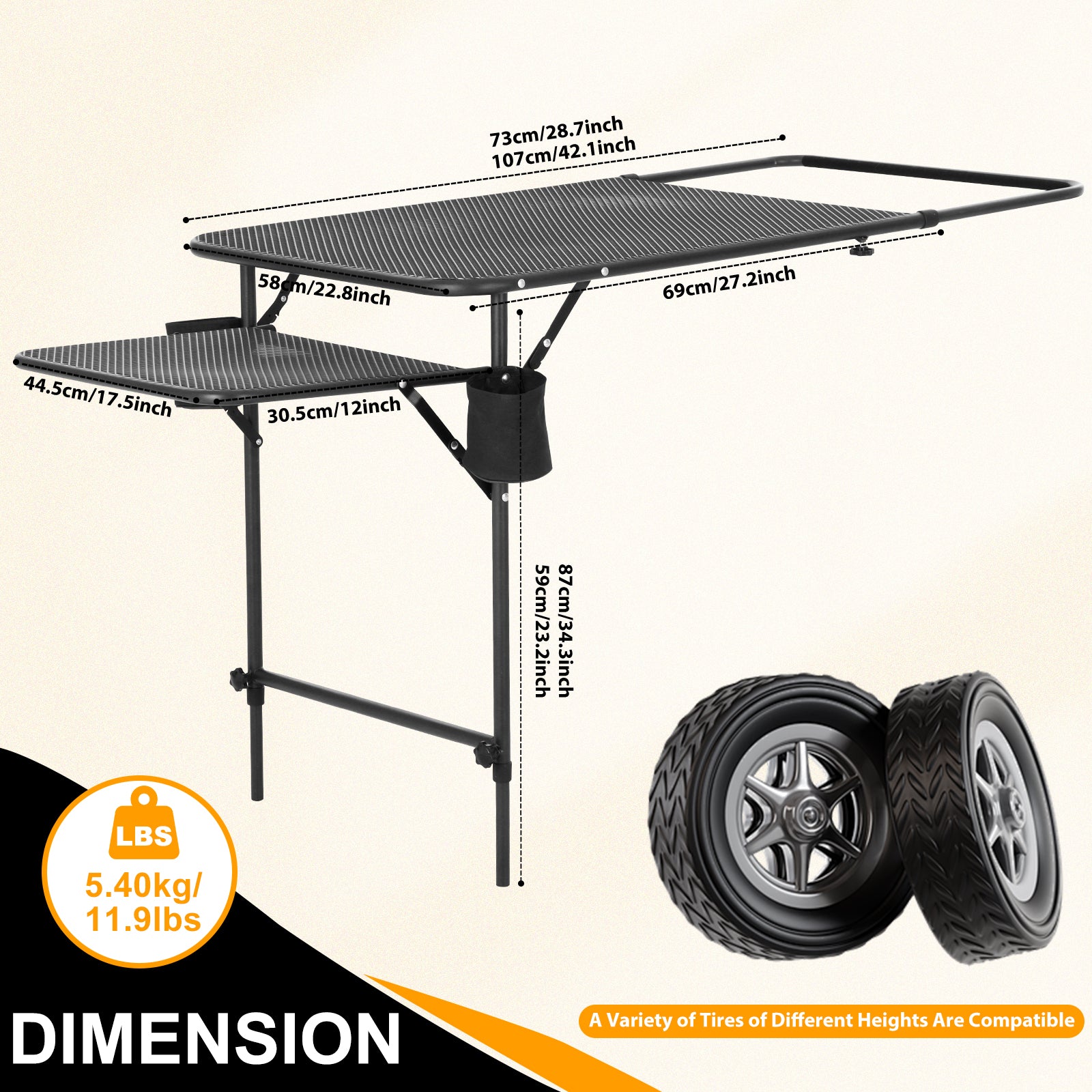 Nice C Adjustable Tailgate &amp; Camping Table – Lightweight, Extendable Vehicle Table 