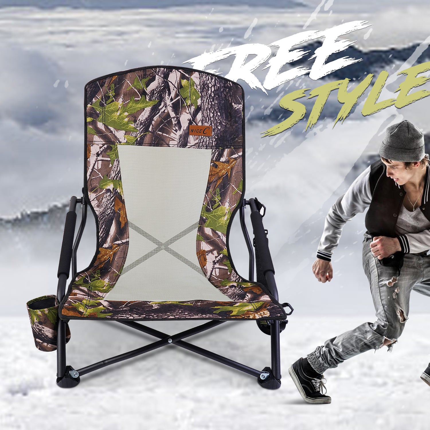 Nice C Hunting Strutter Chair, Folding Low Camping Chair (1 Pack/2 Pack)