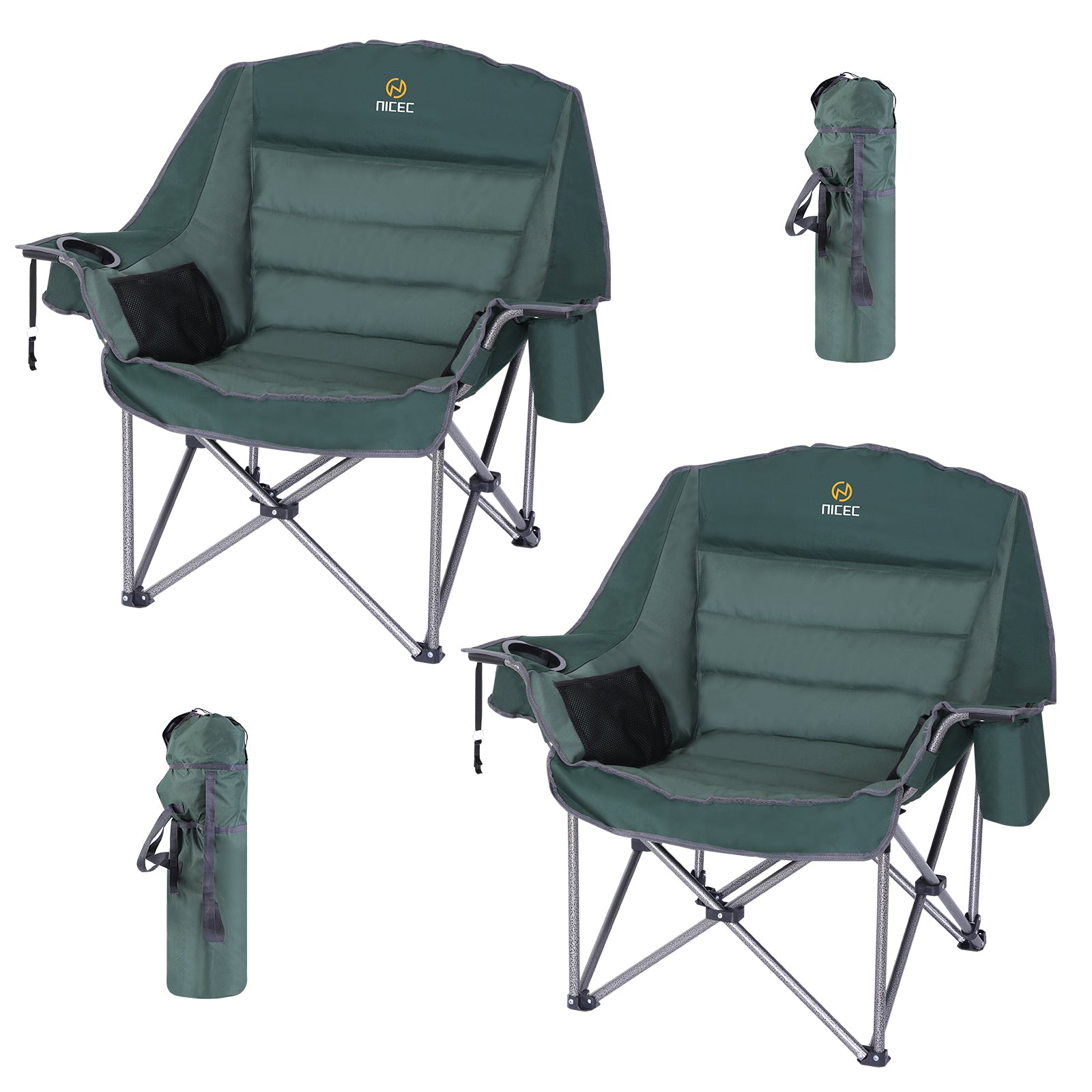 Nice C Extra-Large Camping Chair – Comfortable Outdoor Chair with Cup Holder &amp; Cooler